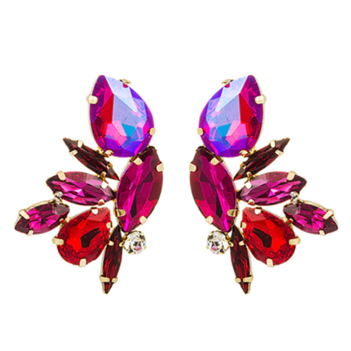 "July" Crystal Clustered Earrings