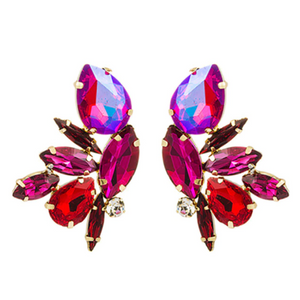 "July" Crystal Clustered Earrings